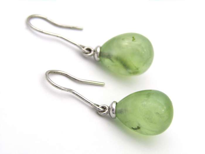 9K gold brazilianite dangle earrings.