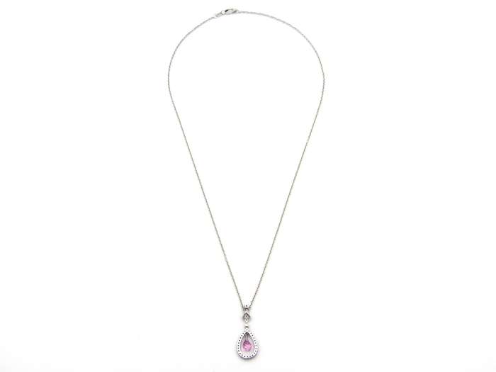 18K gold pink sapphire and diamond pendant.