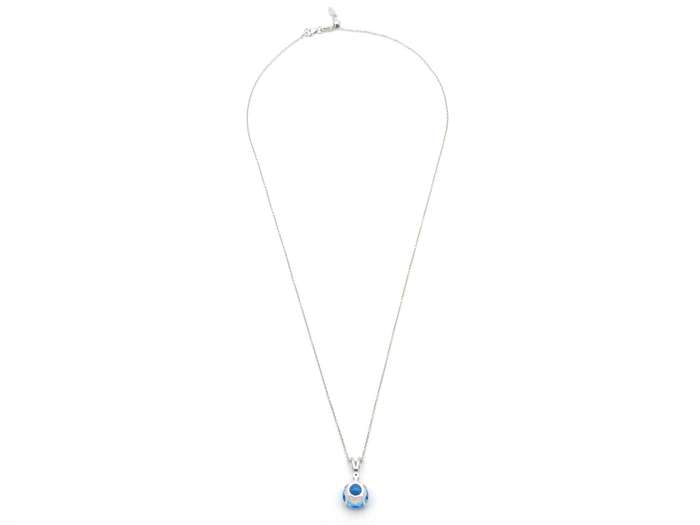 9K gold blue topaz and diamond pendant.