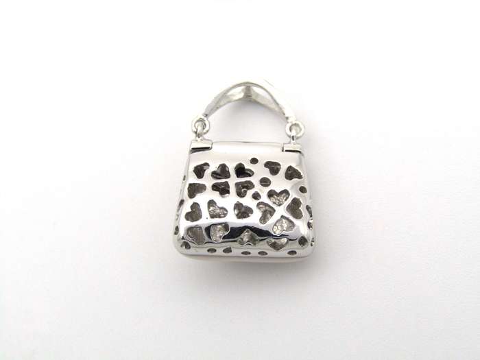 14K gold enamel and diamond handbag pendant.