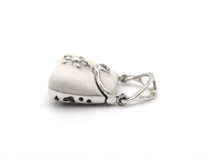 14K gold enamel and diamond handbag pendant.