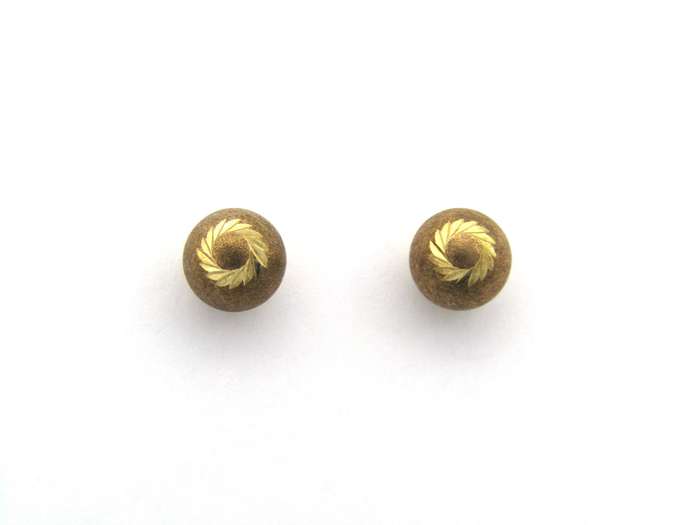 9K gold ball design stud earrings, circa 1970's.
