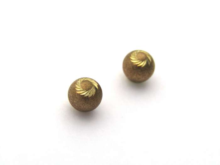 9K gold ball design stud earrings, circa 1970's.