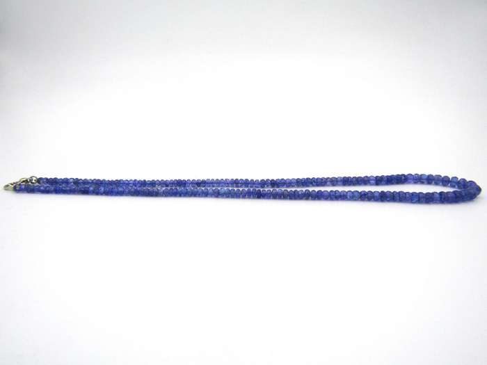 18K gold tanzanite bead necklace.