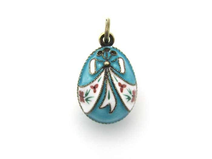 USSR silver enamel egg pendant, circa 1960's
