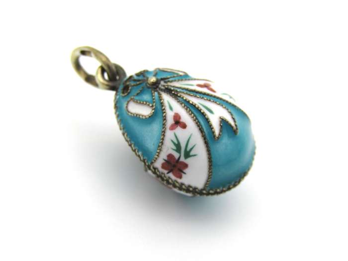 USSR silver enamel egg pendant, circa 1960's