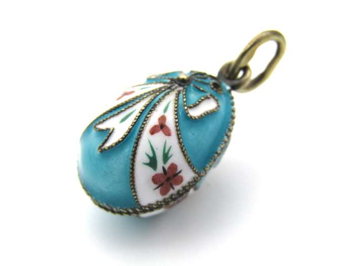 USSR silver enamel egg pendant, circa 1960's