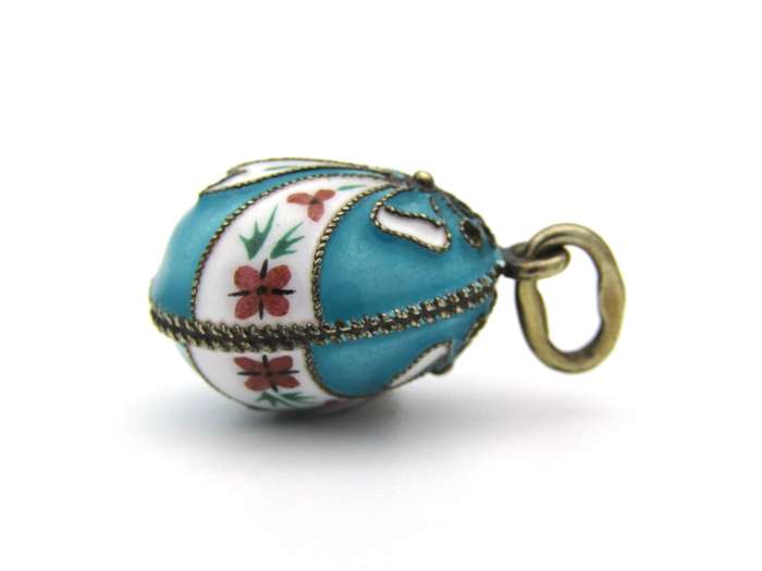USSR silver enamel egg pendant, circa 1960's