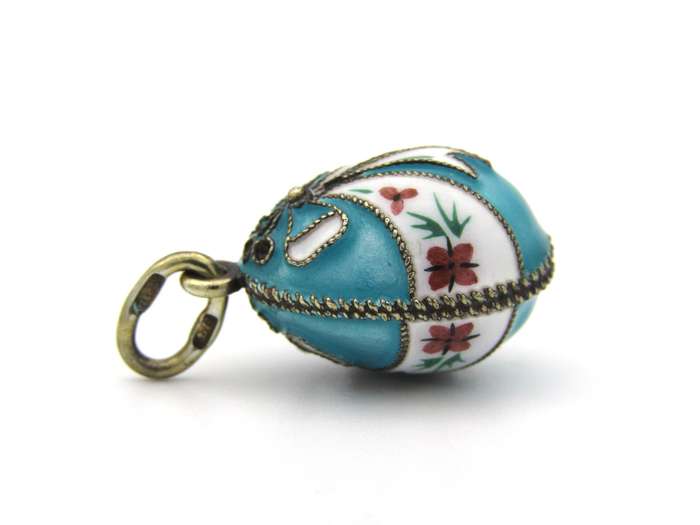 USSR silver enamel egg pendant, circa 1960's