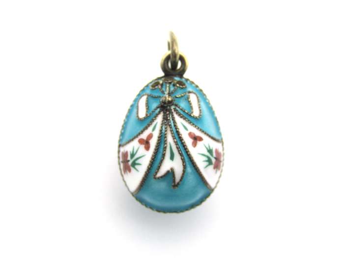 USSR silver enamel egg pendant, circa 1960's