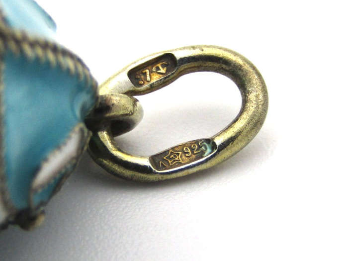 USSR silver enamel egg pendant, circa 1960's