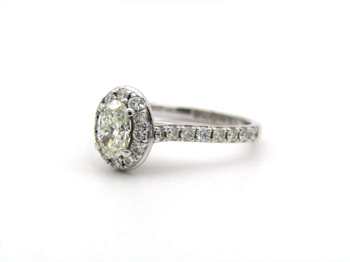 Platinum and 18K gold Angel Halo diamond ring by Browns.
