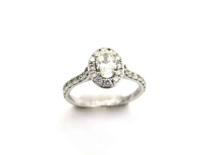 Platinum and 18K gold Angel Halo diamond ring by Browns.