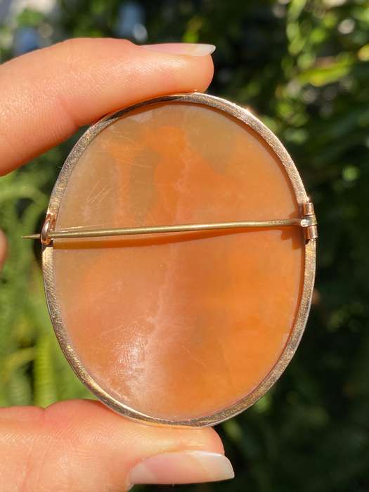 18K gold French conch shell cameo brooch, circa 1860.