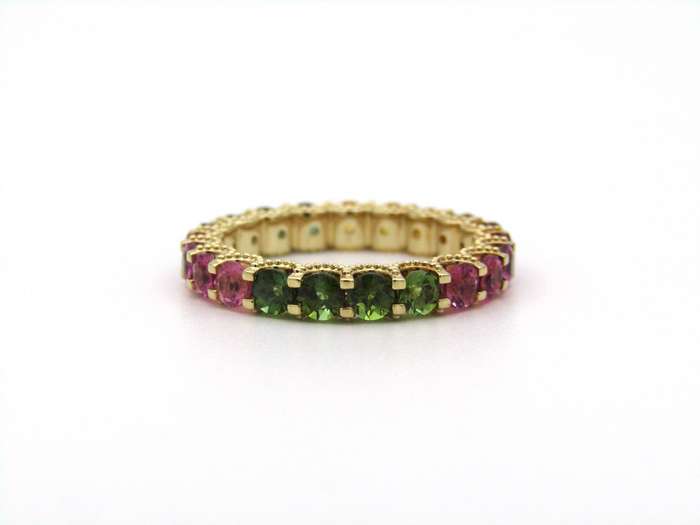 14K gold tourmaline eternity ring.