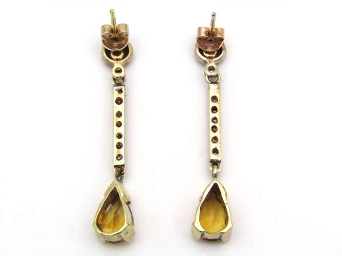 14kt gold citrine and diamond earrings.