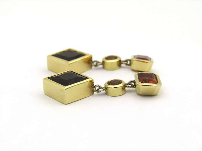 18K gold citrine and smoky quartz earrings.