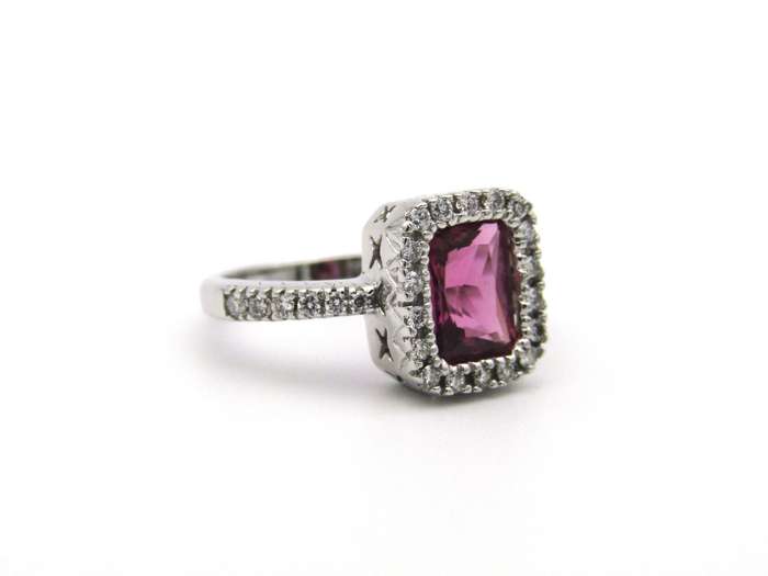 14K gold Pink Tourmaline and diamond ring.