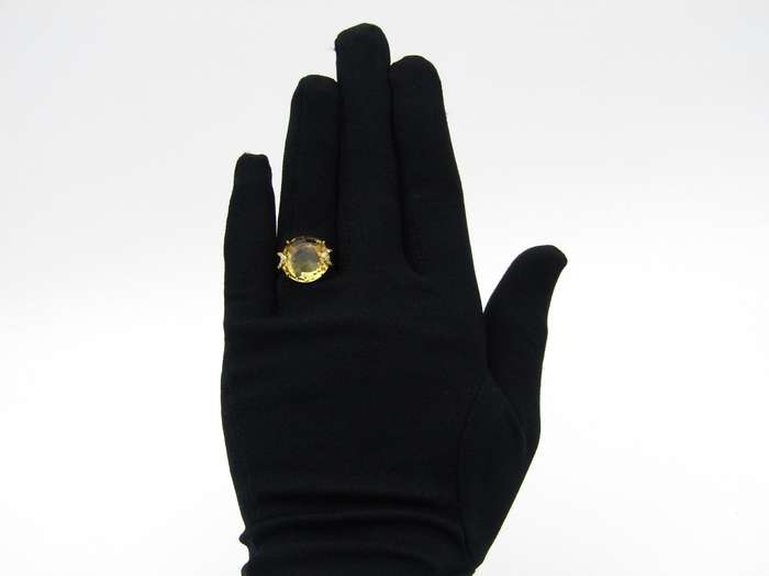 18K gold citrine and diamond ring by Kiara.