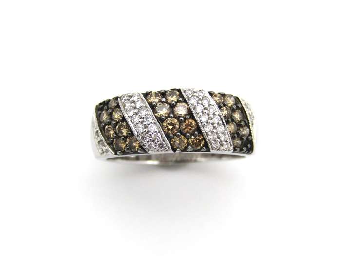 18K gold brown and colourless diamond ring.