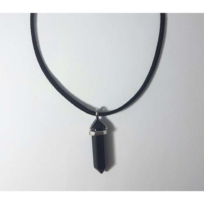 Silver Plated Crystals - Onyx / Cord