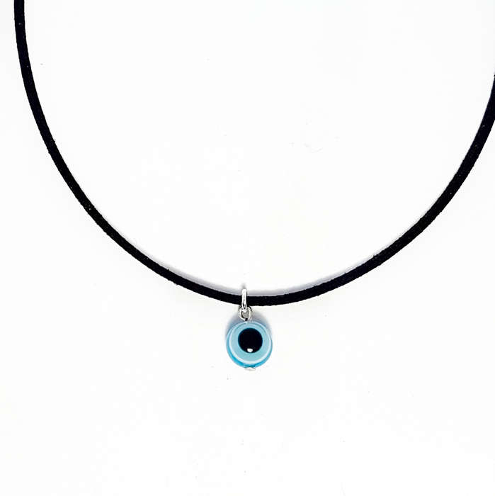 Thin Suede Choker- Spiritual Charms - Evil Eye