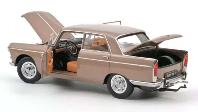 Peugeot 404 1965 Brown metallic with Caravan Hénon 1:18 Norev