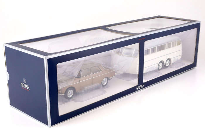 Peugeot 404 1965 Brown metallic with Caravan Hénon 1:18 Norev