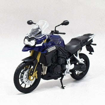TRIUMPH TIGER EXPLORER BLUE 1/18, DIECAST MOTORBIKE, COLLECTABLE MOTORCYCLE.