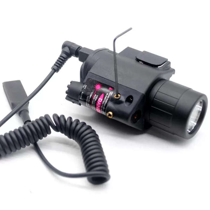 Red Laser Sight Combo Tactical Flashlight/Lights Torch + Remote Pressure Switch