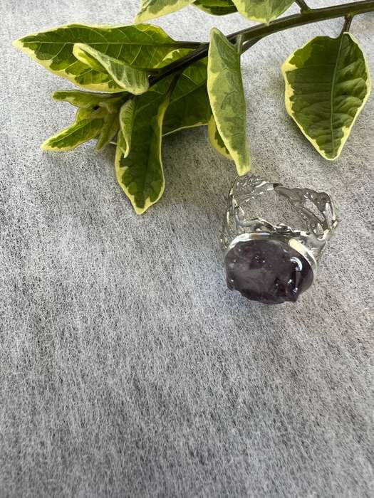 Amethyst in Silver setting Resin Jewlery