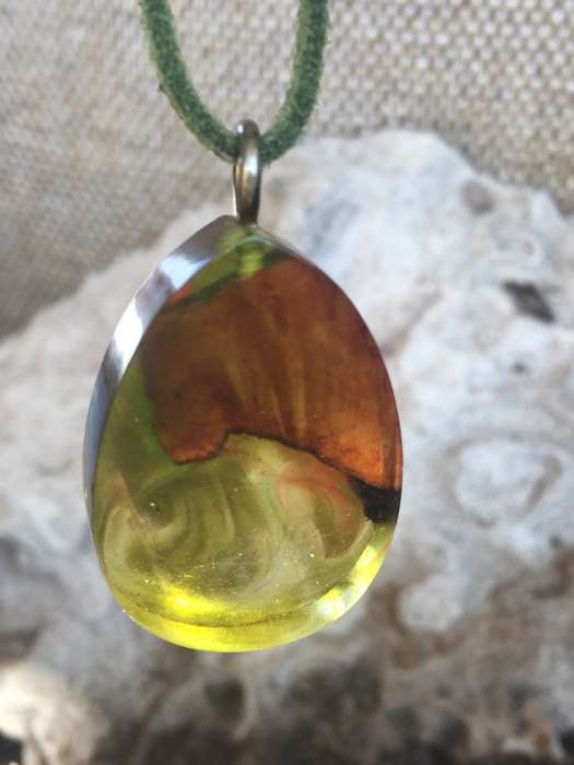 Forest View Unisex Wood and Resin Necklace
