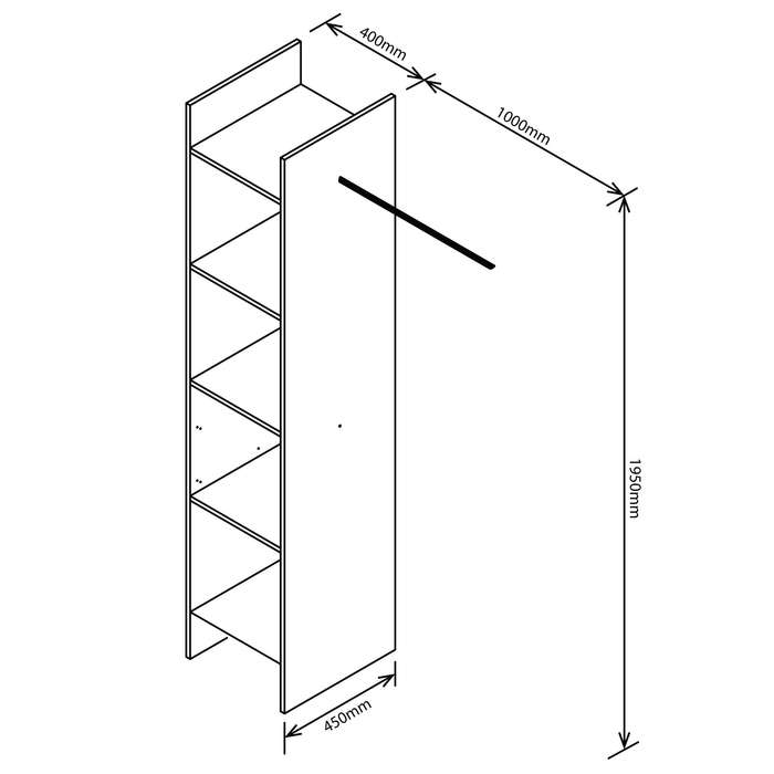 Denver SpaceCo - Basic Open Shelf Wardrobe - Washed Shale