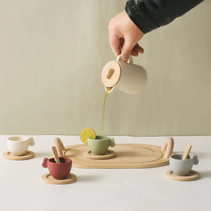 Wooden Silicone Afternoon Tea Set