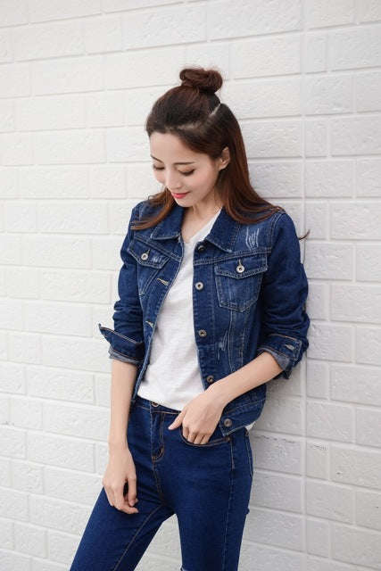 Basic Denim Jacket - deep blue / M