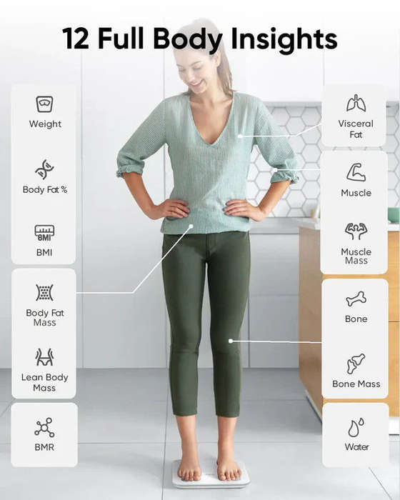 Eufy Smart Scale A1 Compact Digital Bathroom Scale with 12 Measurements - Each - White