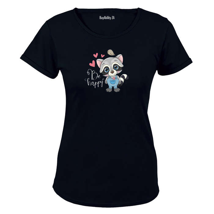 Be Happy Raccoon - Ladies - T-Shirt