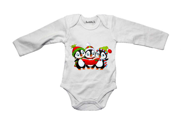 Christmas Carol Penguins - Baby Grow