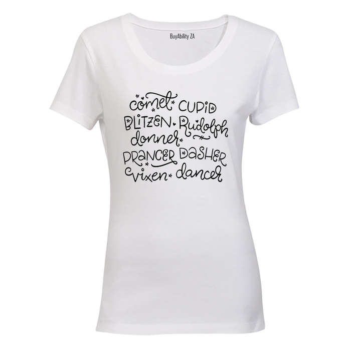 Christmas Reindeer Names! - Ladies - T-Shirt