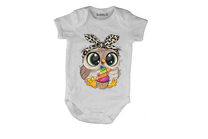 Cupcake Headband Owl - Baby Grow