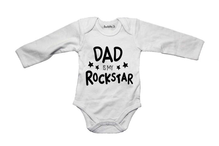 Dad is My Rockstar - Stars - Baby Grow