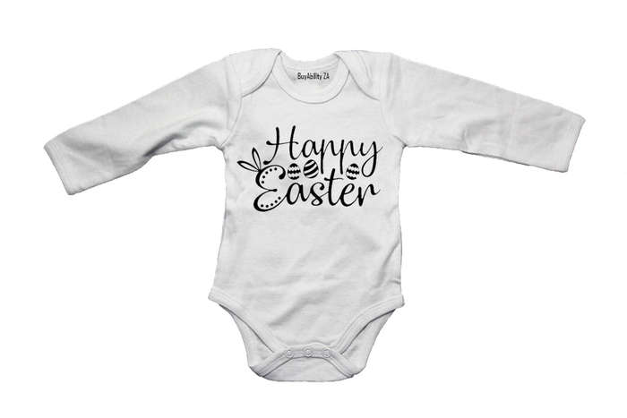 Happy Easter, Patterned Eggs - Baby Grow