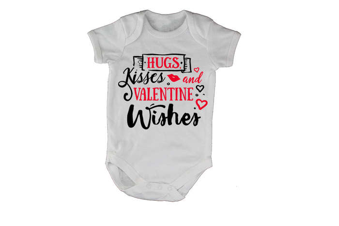 Hugs, Kisses & Valentine Wishes - Baby Grow