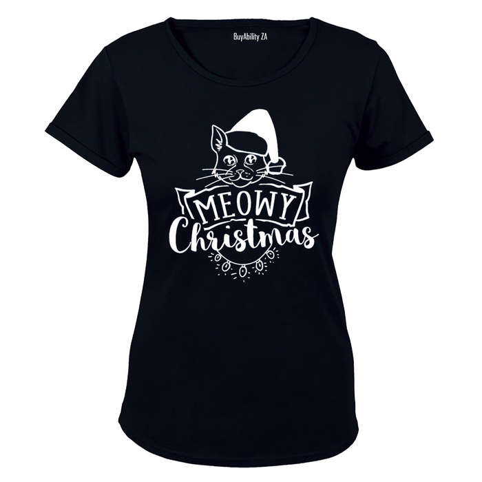 Meowy Christmas Cat - Ladies - T-Shirt