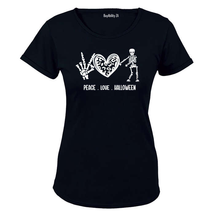 Peace Love Halloween - Skeleton - Ladies - T-Shirt