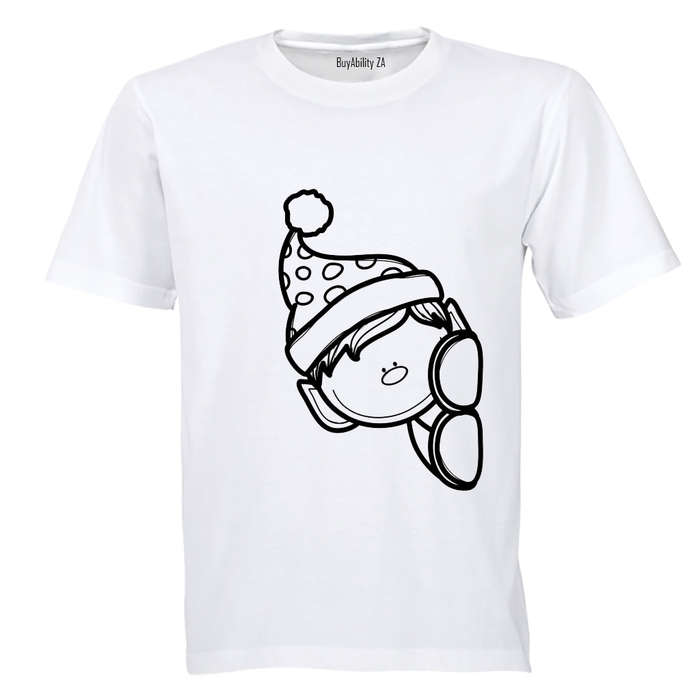 Peeking Christmas Elf - Kids T-Shirt