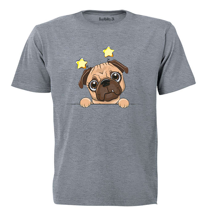 Peeking Pug, Stars - Kids T-Shirt