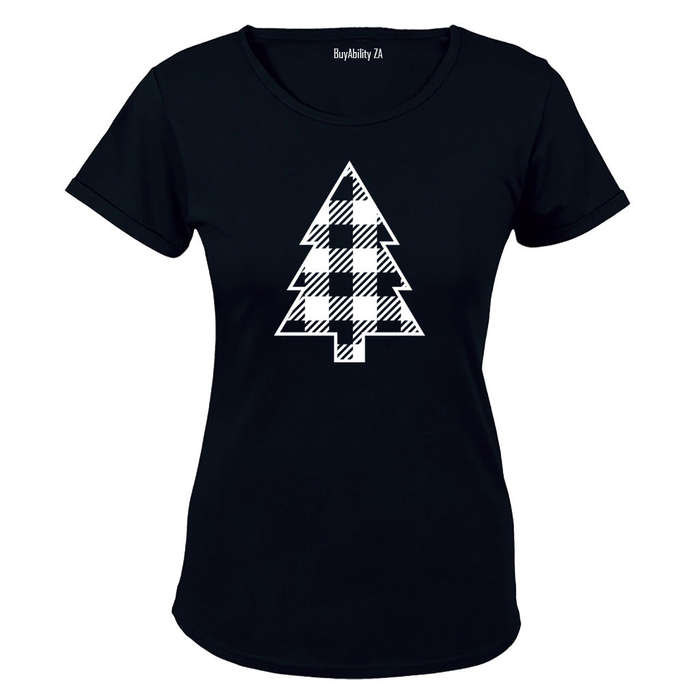 Plaid Christmas Tree - Ladies - T-Shirt
