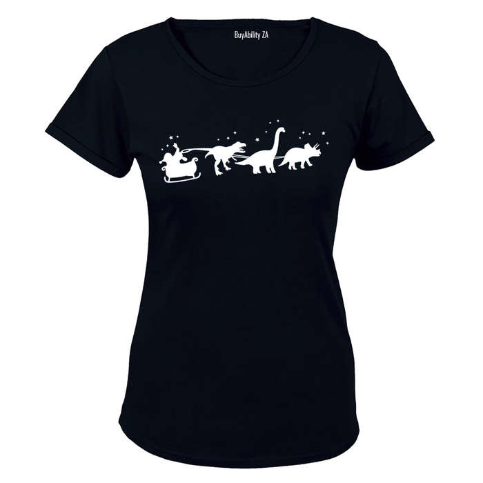 Santas Dinosaur Reindeers - Christmas - Ladies - T-Shirt