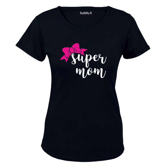 Super Mom - Pink Bow - Ladies - T-Shirt